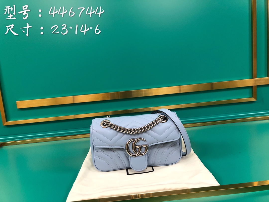 Gucci GG Marmont Matelasse Mini Shoulder Bag 446744 Light blue